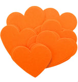 Neon Orange STIFF Felt Hearts (1 inch to 5 inch)