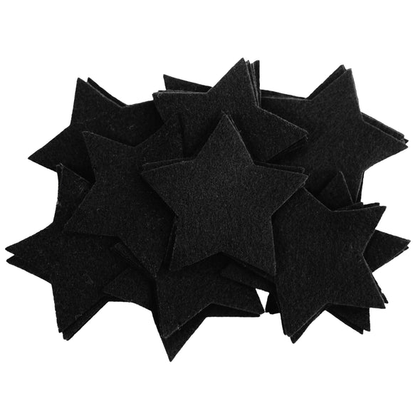 Craft Felt Black 3 Inch Stars - 45pc