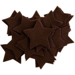 Craft Felt Brown 3 Inch Stars - 45pc