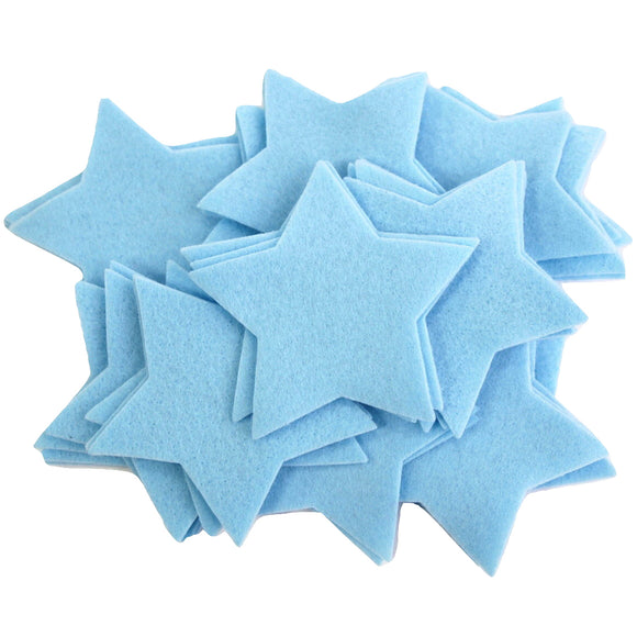 Craft Felt Light Blue 3 Inch Stars - 45pc