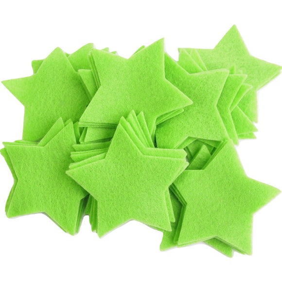 Craft Felt Light Green 3 Inch Stars - 45pc