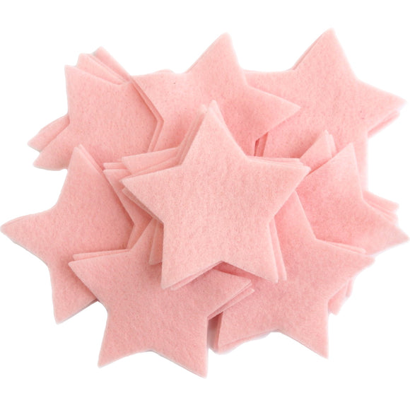 Craft Felt Light Pink 3 Inch Stars - 45pc