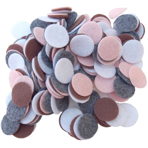 Charcoal Gray, Cocoa Brown, Light Pink, White Felt Circles Color Set (3/4 to 5 inch)