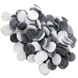 Charcoal, White Felt Circles Color Set (3/4 to 5 inch)