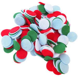 Green, Light Blue, Red, White Felt Circles Color Set (3/4 to 5 inch)