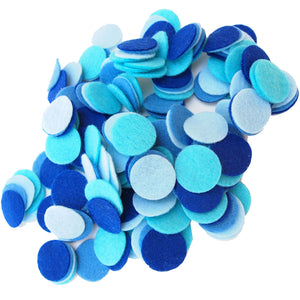 Blue, Light Blue, Militia Blue, Turquoise Felt Circles Color Set (3/4 to 5 inch)
