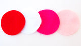 Pink, Light Pink, Red, White Felt Circles Color Set (3/4 to 5 inch)