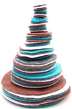 Charcoal Gray, Cocoa Brown, Turquoise Blue, White Felt Circles Color Set (3/4 to 5 inch)