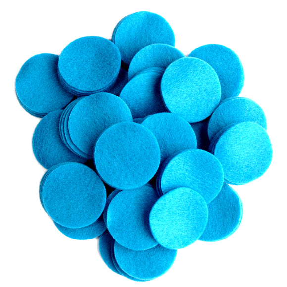 Neon Blue Felt Circles (3/4 to 5 inch)